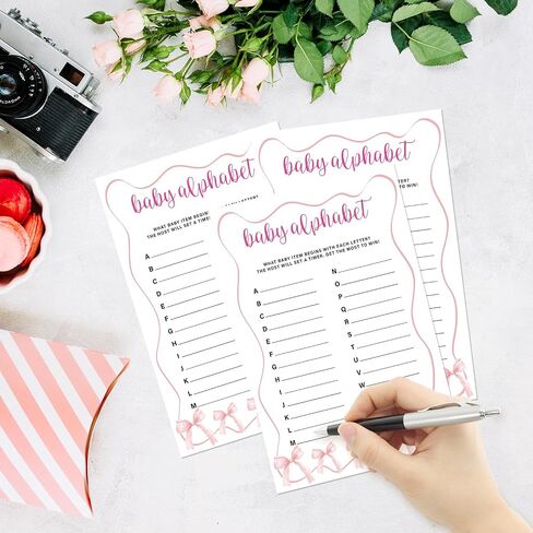 Who Knows Mommy Best Card, Baby Shower Games for Boy or Girl, 30 Pink Bow Game Cards, Gender Reveal Announcement Party Activity Supplies-A17 in Kuwait