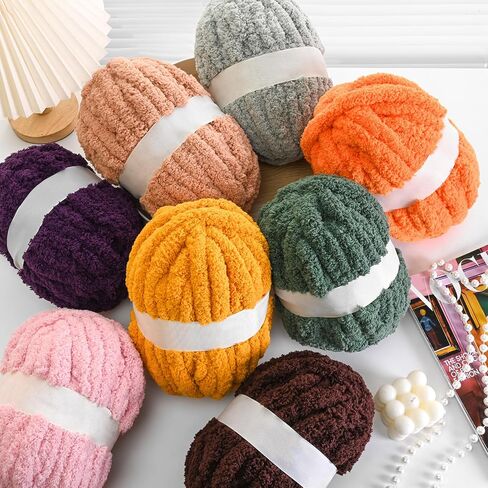 10 Pack Carbon Gray Fuzzy Chunky Yarn for Hand Knitting, Bulky Thick Fluffy Chenille Yarn for Crocheting, 240yds/70.5oz Jumbo Crochet Yarns, Soft Chunky Knit Blanket Yarn for Crochet in Saudi Arabia