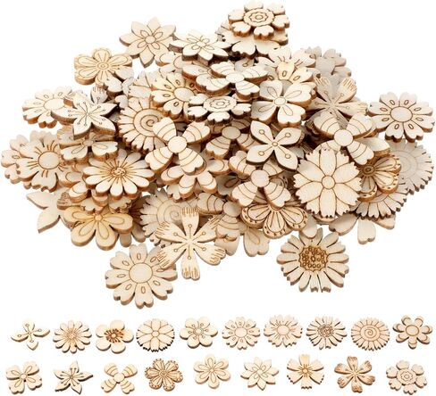 100 pcs غير مكتملة قطع خشبية الخشب الخشبية القطع الخشبية زهور الخشب in Saudi Arabia
