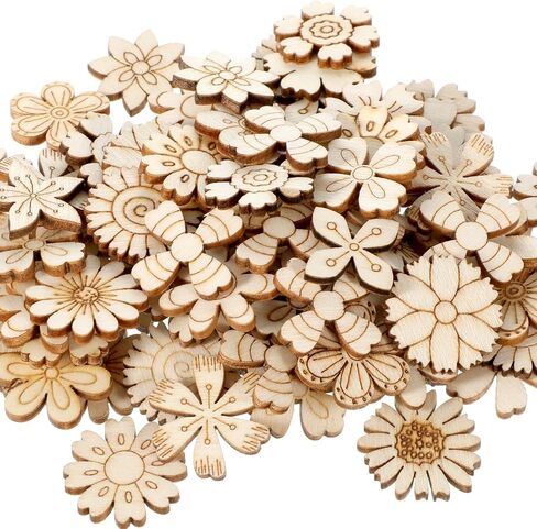 100 pcs غير مكتملة قطع خشبية الخشب الخشبية القطع الخشبية زهور الخشب in Saudi Arabia