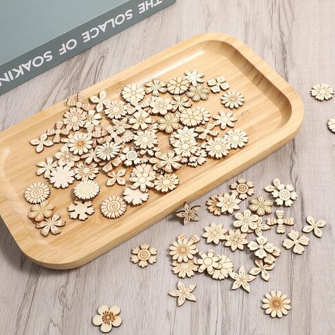 100 pcs غير مكتملة قطع خشبية الخشب الخشبية القطع الخشبية زهور الخشب in Saudi Arabia