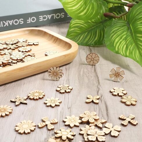 100 pcs غير مكتملة قطع خشبية الخشب الخشبية القطع الخشبية زهور الخشب in Saudi Arabia