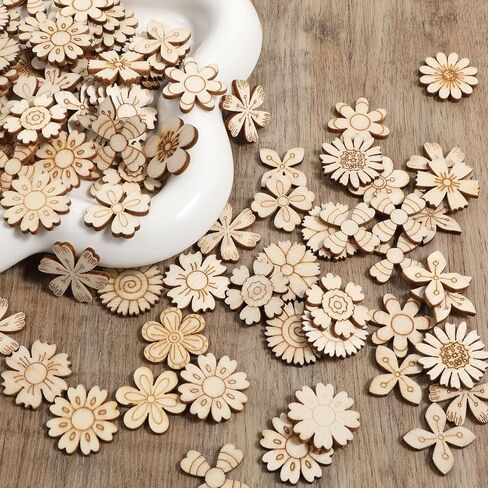 100 pcs غير مكتملة قطع خشبية الخشب الخشبية القطع الخشبية زهور الخشب in Saudi Arabia
