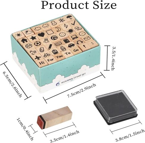 Koqye Alphabet Stamps Set - 40Pcs Wooden Letter Stamps with Ink Pad for Crafting, Decorative Rubber Stamps Kit with Storage Box DIY Card Making Supplies (Letter Stamps) in Saudi Arabia