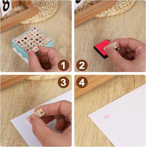 Koqye Alphabet Stamps Set - 40Pcs Wooden Letter Stamps with Ink Pad for Crafting, Decorative Rubber Stamps Kit with Storage Box DIY Card Making Supplies (Letter Stamps) in Saudi Arabia