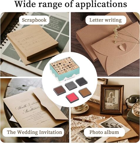 Koqye Alphabet Stamps Set - 40Pcs Wooden Letter Stamps with Ink Pad for Crafting, Decorative Rubber Stamps Kit with Storage Box DIY Card Making Supplies (Letter Stamps) in Saudi Arabia