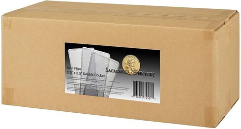 50 Pack Double Pocket 2x2 Unplasticized Vinyl Flips Safe for Long Term Coin Storage in Saudi Arabia