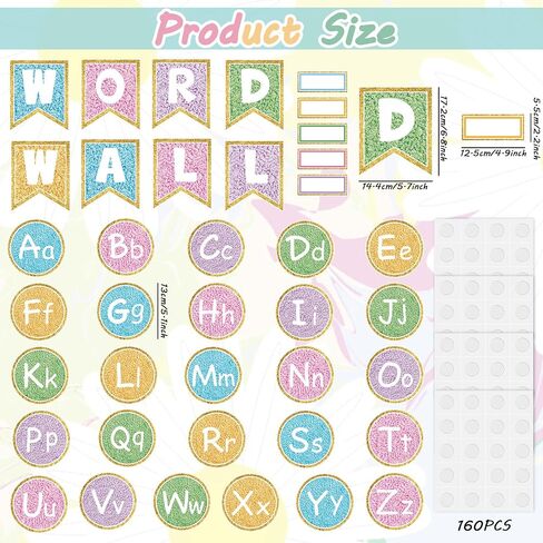 Whaline Boho Word Wall Bulletin Board Set Pastel Alphabet Letters Paper Cutts Crackable Critable Clists for Back to School Charker Home Office Chealboard Wall Decor in Saudi Arabia