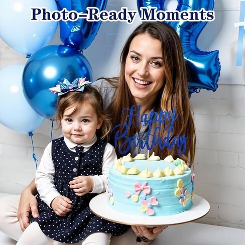 2 PCS زرقاء عيد ميلاد سعيد الكعكة العليا ، الكعكة الزرقاء أعلى لحفلات أعياد الميلاد ، الذكرى السنوية (7.5 بوصة) in Kuwait