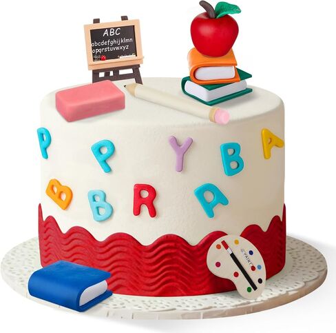 Soulchen 10 PCS School Cake Decorations Apple Easel Book Pencil Stationery Welcome Party Form for Chapricted Surned Party Supplies in Saudi Arabia