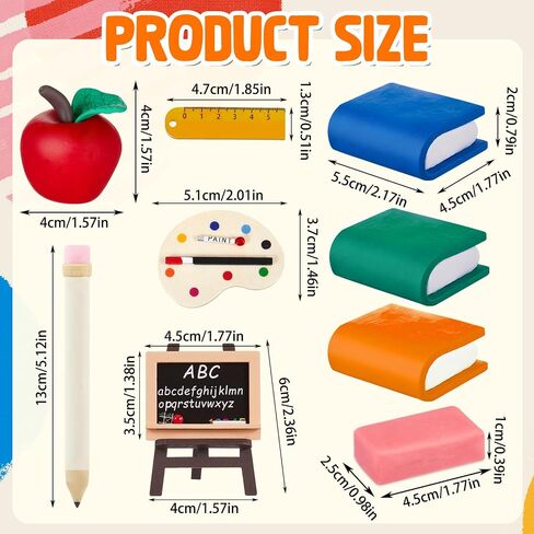 Soulchen 10 PCS School Cake Decorations Apple Easel Book Pencil Stationery Welcome Party Form for Chapricted Surned Party Supplies in Saudi Arabia