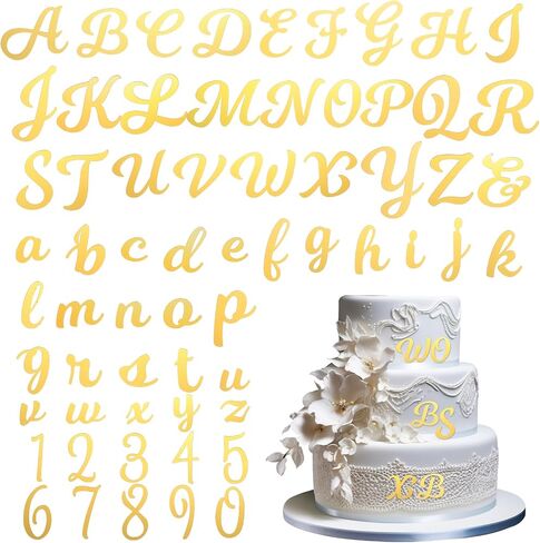 64Pcs Cake Letters, Gold Letter Acrylic Number Alphabet Cake Topper DIY Personalized Name Cupcake Toppers with 0-9 Number and A-Z Letters for Cake Decor Birthday Party Wedding Baby Shower(Gold) in Saudi Arabia