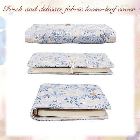 Superfindings A5 Binder 6 Ring Ring Cover 9.1 "x6.3" غطاء مخطط شخصي فضفاض مع زر زهور الزهور الموروثة لمخطط A5 إدراج ورقة إعادة الملء (بدون ورقة إعادة الملء) in Saudi Arabia