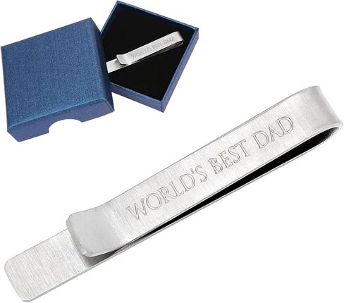 kilofly Men's Tie Clip Hidden Message WORLD'S BEST DAD GRANDPA BROTHER UNCLE Tie Bar in Kuwait