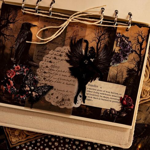 ورقة القصاصات القوطية ورقة الأوساط الأكاديمية المظلمة ملصق خمر Junk Journal Supply Kit Gothic Wall Art Retro Collage Art Prints of Black Mystical Butterfly for Card Making Crafting (Damon) in Saudi Arabia