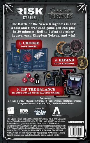 Risk Strike: Game of Thrones Edition و Fast Strategy Card و Dice Game للبالغين والمراهقين ، تلعب دور House Stark ، Lannister ، Targaryen & More ، اللعب السريع لمدة 2-5 لاعبين من 17 عامًا ، مرخص رسميًا رسميًا in Saudi Arabia