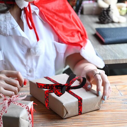 Whaline 2 Rolls Halloween Handprint Handprint Grosgrain Ribbons White Black Drocary Fabron Craft Ribbon for Wreath Bow Gift Decor in Saudi Arabia