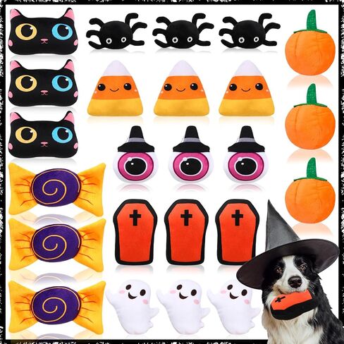 24 PCS Halloween Dog Squeaky Toys Bulk Halloween Ghost Bat Spider Plush Plush Toys Toys Interactive Stuffced Dog Put for Mediance Mediule Pets Beaining Beaining and Training in Saudi Arabia