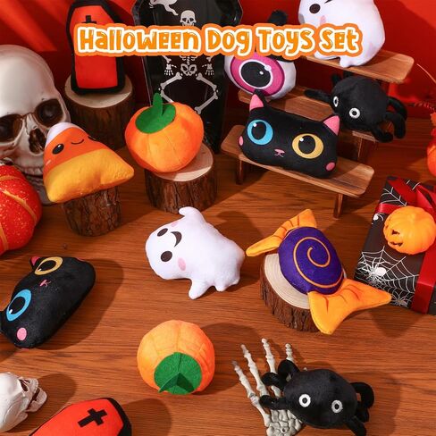 24 PCS Halloween Dog Squeaky Toys Bulk Halloween Ghost Bat Spider Plush Plush Toys Toys Interactive Stuffced Dog Put for Mediance Mediule Pets Beaining Beaining and Training in Saudi Arabia
