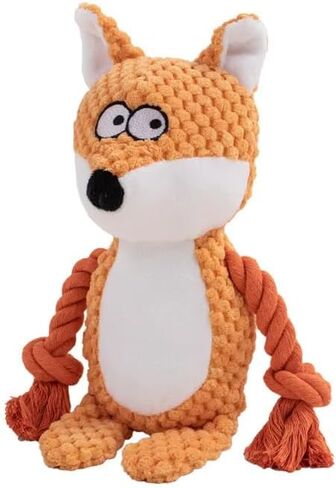 غروب الشمس الجرو Orange Fox Plush Squeaky Dog Toy with Crinkle Sound | لعبة مقاومة للمضغ من أجل جرو التسنين و Tug of War | للمضغات الخفيفة والمعتدلة | تفاعلية ، تخصيب اللعب! in Kuwait