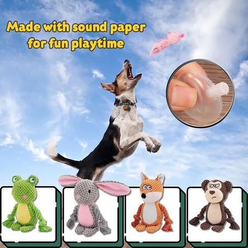 غروب الشمس الجرو Orange Fox Plush Squeaky Dog Toy with Crinkle Sound | لعبة مقاومة للمضغ من أجل جرو التسنين و Tug of War | للمضغات الخفيفة والمعتدلة | تفاعلية ، تخصيب اللعب! in Saudi Arabia