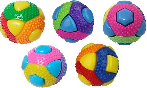 Ruff Dog Toy Balls 3" Hard Yet Soft Gum Massage Nub 8 Interactive Squeak Buttons Colors Vary (2 Balls) in Saudi Arabia