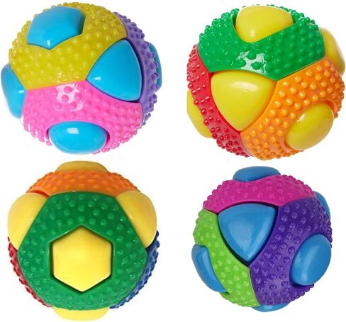 Ruff Dog Toy Balls 3" Hard Yet Soft Gum Massage Nub 8 Interactive Squeak Buttons Colors Vary (2 Balls) in Saudi Arabia