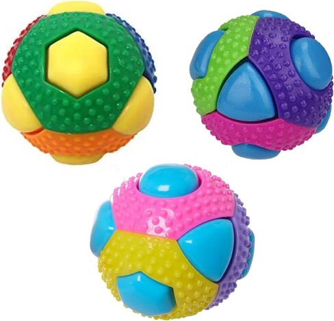 Ruff Dog Toy Balls 3" Hard Yet Soft Gum Massage Nub 8 Interactive Squeak Buttons Colors Vary (2 Balls) in Saudi Arabia