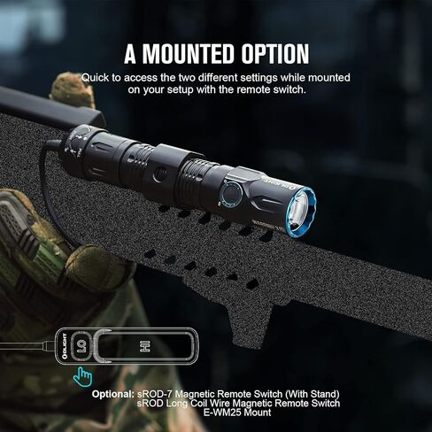 مصباح يدوي تكتيكي قابل لإعادة الشحن بقوة 2300 لومن من OLIGHT Warrior 3S، ضوء ساطع LED مدمج مزدوج المفاتيح مع مستشعر القرب، مدعوم ببطارية مخصصة للطوارئ وEDC والبحث (OD Green) in Kuwait