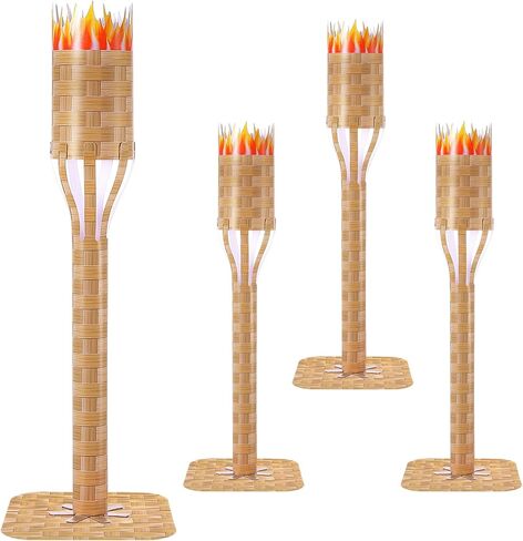 Soulchen 12 Sets Tiki Torch Table Decorations Hawaiian Party Centerpieces Summer Beach Tropical Party Supplies For Tropical Tiki Table ornament in Kuwait