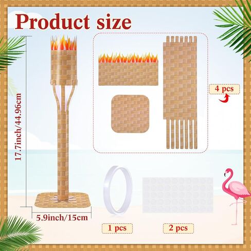 Soulchen 12 Sets Tiki Torch Table Decorations Hawaiian Party Centerpieces Summer Beach Tropical Party Supplies For Tropical Tiki Table ornament in Kuwait