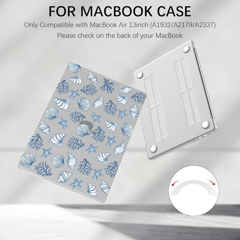 متوافق مع علبة MacBook Air 13 بوصة (A1932/A2179/A2337) ماتي قشرة الصلابة الصلبة المريحة في محارة المحيط الصوري والكمبيوتر المحمول الأزرق لجهاز MacBook Air 13 " in Kuwait