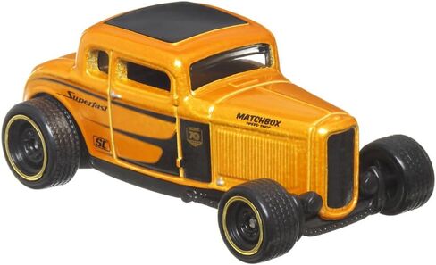 Matchbox Super Chase Collectible Die-Cast 70 Years Vehicle - 1932 Inspired by Ford Coupe Model B Car - Metalflake Orange with Black Trim in Saudi Arabia