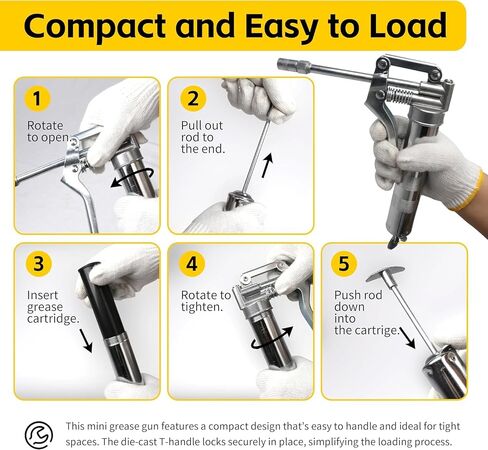 Grease Gun Coupler,Quick Lock Double Handle Grease Gun Nozzle with12IN Spring Hose and Three Grease Fittings are Included,Rated 10000 PSI in Saudi Arabia