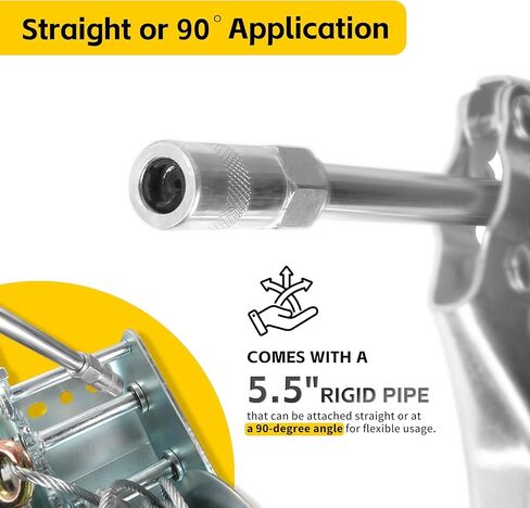 Grease Gun Coupler,Quick Lock Double Handle Grease Gun Nozzle with12IN Spring Hose and Three Grease Fittings are Included,Rated 10000 PSI in Saudi Arabia