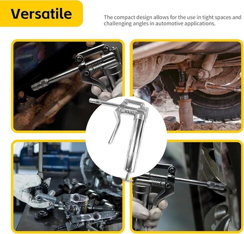 Grease Gun Coupler,Quick Lock Double Handle Grease Gun Nozzle with12IN Spring Hose and Three Grease Fittings are Included,Rated 10000 PSI in Saudi Arabia