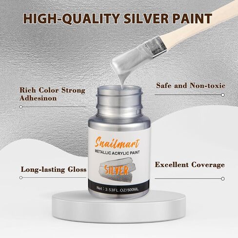 Acrylic Metallic Paint, 3 Colors 26.4oz(750ml) Gold & Silver & Bronze,Gold Leaf Paint for Art Painting, Hand-crafts, Non-Toxic, Non-Fading Ideal for Canvas, Wood, Fabric, Ceramic, Stone, Craft Supplies in Kuwait