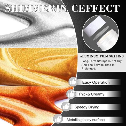 Acrylic Metallic Paint, 3 Colors 26.4oz(750ml) Gold & Silver & Bronze,Gold Leaf Paint for Art Painting, Hand-crafts, Non-Toxic, Non-Fading Ideal for Canvas, Wood, Fabric, Ceramic, Stone, Craft Supplies in Kuwait