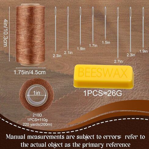 200 Yards 1mm 210d Waxed Thread Heavy Duty Leather Upholstery Sewing Polyester Waxed Thread with 34 Needles Sewing Kit for Home Carpet, Macrame Jewelry, Repairing, Black, White, Beige, Brown in Saudi Arabia