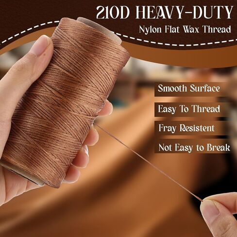 200 Yards 1mm 210d Waxed Thread Heavy Duty Leather Upholstery Sewing Polyester Waxed Thread with 34 Needles Sewing Kit for Home Carpet, Macrame Jewelry, Repairing, Black, White, Beige, Brown in Saudi Arabia