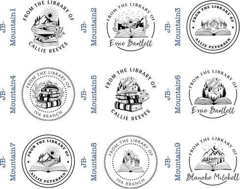 Ex Libris Mountain Book Stamp - طابع مكتبة مخصصة مع مقبض الخشب ذو الذات الرمزية (الطبيعة) in Saudi Arabia
