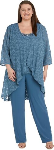 R&M Richards Women's Three Piece Jacquard Burnout Pantsuit in Saudi Arabia