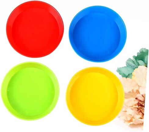 uonlytech 4pcs لوحة رسم بلاستيكية للزيت ألوان مائية ورسم الأوعية الصفراء متعددة الاستخدامات لخلط تنظيف الطلاء وصياغة in Saudi Arabia