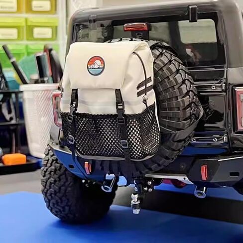 Rc Simulation Backpack Shovel Storage Bag Luggage Bag Handbag Decoration for 1/8 1/10 RC Crawler Car Axial SCX10 TRX4 D90-RC Crawler Car Accessories (Backpack with Shovel-White) in Saudi Arabia