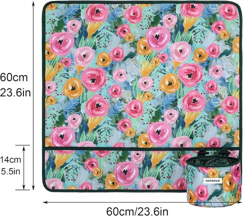 حصيرة آلة الخياطة للجدول مع جيوب الجيوب غير المنقولة لآلة الخياطة وسادة الأزهار تقليل الاهتزاز تخزين الملحقات الخياطة منظم للإمدادات خياطة اللحف (الأزهار الخضراء) in Kuwait