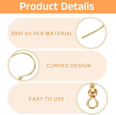 خطاف القرط uxcell 2pcs ، S925 الأذن الأذن الفضية S925 السرب السمكة مع الخرز (سلك 0.6 مم/22) لتصنيع المجوهر in Saudi Arabia