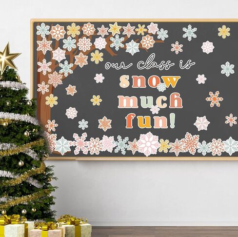 71Pcs Winter Bulletin Board Decorations Winter Classroom Decorations Christmas Snowflake Tree Cutouts for Xmas Holiday School Classroom Wall Door Decor Party Supplies in Saudi Arabia