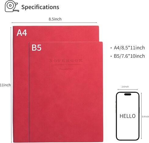 360 صفحة A4 دفاتر اليومية ، 100 GSM ورقة دفتر مجلة سميكة المبطنة للنساء ، المجلات لكتابة لوازم كلية الأغطية الناعمة للحصول على ملاحظات العمل مثالية لمدرسة المكاتب ، براون in Kuwait