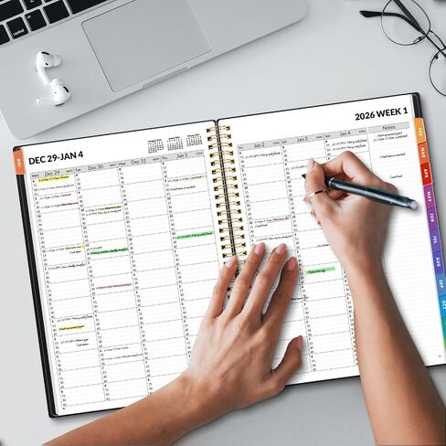 SUNEE 2026 Appointment Planner 15-Minute Time Block – Weekly & Monthly Spiral Organizer with Note Section – Thick Paper, Lay-Flat Bound – 8.5 x 11 for Office, School, Salon, Men & Women, Black in Saudi Arabia