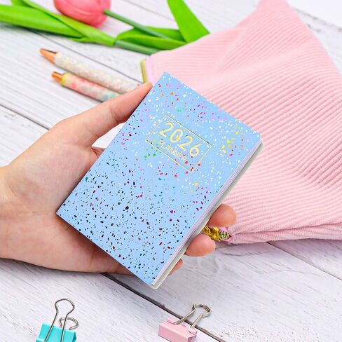 2026 Mini Pocket Planner Calendar 4"x3" for Purse Starlight Black PU Leather Dated Planner Daily Weekly Schedule Notebook (Starlight Black) in Saudi Arabia